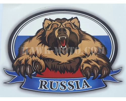 Наклейка "РУС Флаг Медведь" 